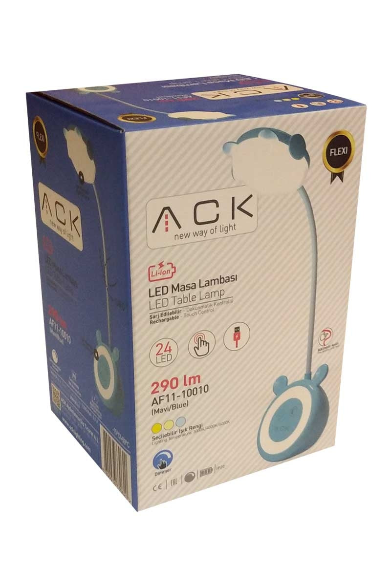 ACK AF11-10010 Şarjlı Dokunmatik LED Masa Lambası | Çift Işık & 3000-6000K