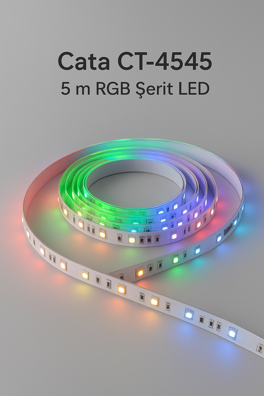 Cata CT-4545 5 m RGB Şerit LED | 12 V İç Mekan Esnek Aydınlatma